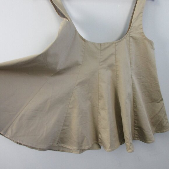 Club Monaco Women Pleated Tank Top S Beige Swing Blouse Cotton Blend Preppy 184 - Picture 5 of 11